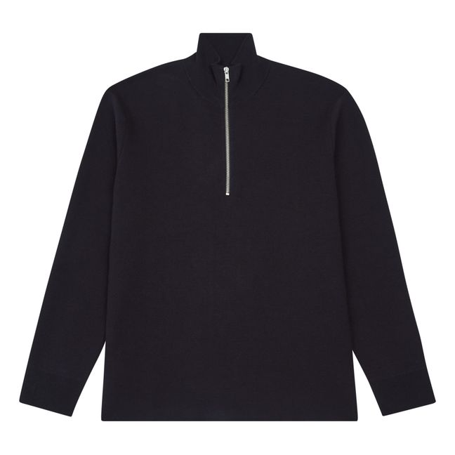 Harald 6530 Recycled Wool Zip Sweater | Navy blue