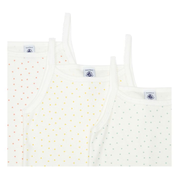Set of 3 Organic Cotton Heart Tank Tops | White- Product image n°1