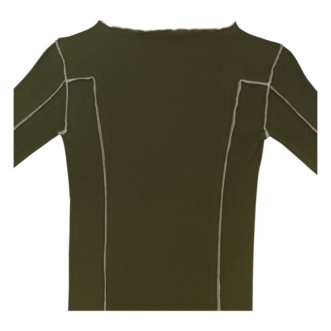 Maglietta Omato in cotone organico a coste | Verde militare