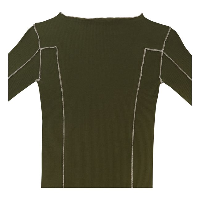 T-Shirt Côtelé Omato Coton Bio | Vert kaki