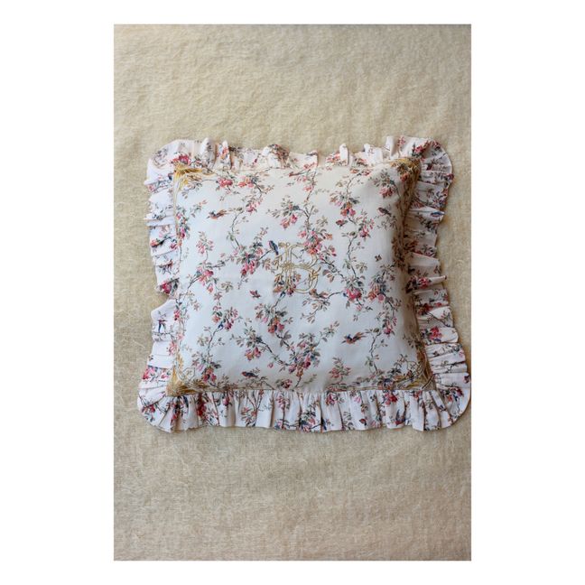 Housse de Coussin Fleurie Brodée | Blanc