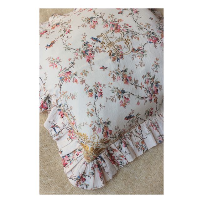Housse de Coussin Fleurie Brodée | Blanc