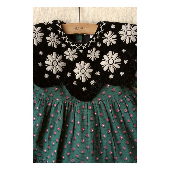 Vestido de piqué de algodón con cuello bordado | Verde- Imagen del producto n°1