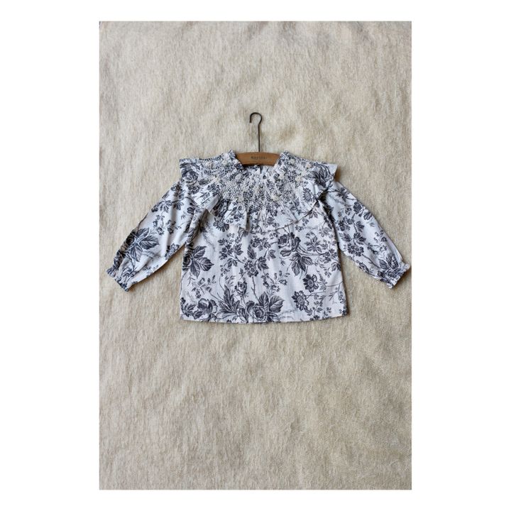 Flowery Hand Smocked Blouse | Ecru- Product image n°0
