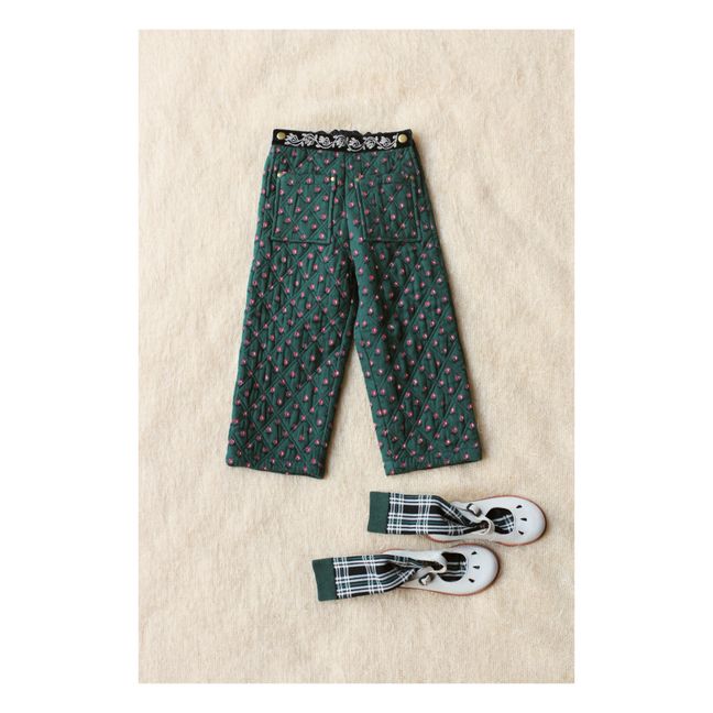 Floral Quilted Trousers | Green