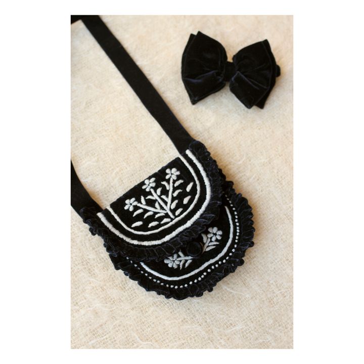 Tasche + Haarspange Samtschleife | Schwarz- Produktbild Nr. 1