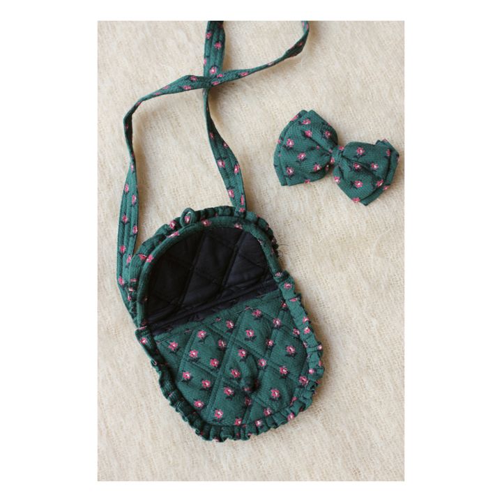 Tasche + Haarspange Schleife mit Blumenmuster | Grün- Produktbild Nr. 2