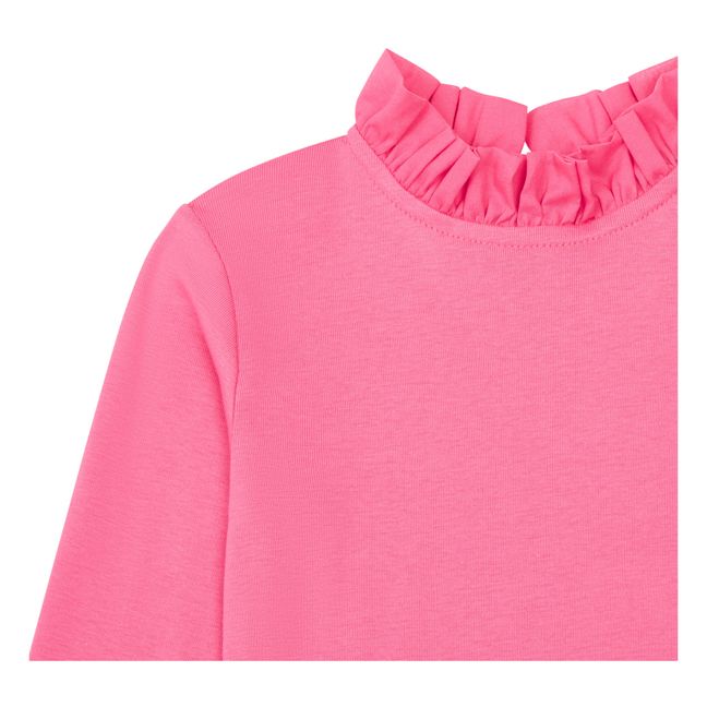 T-Shirt Coton Bio à Col | Rose