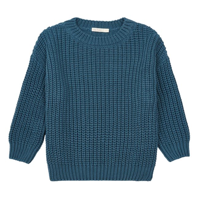 Organic Cotton Chunky Sweater | Petrol blue