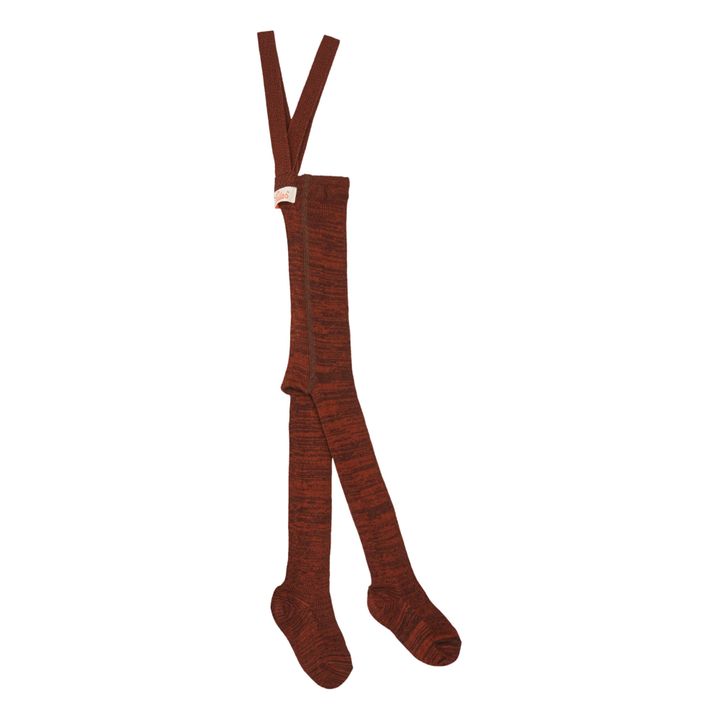 Collant con bretelle, in cotone bio | Terracotta- Immagine del prodotto n°0