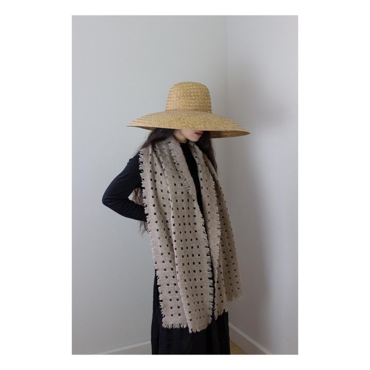 Olive Green Perforated Cashmere Scarf