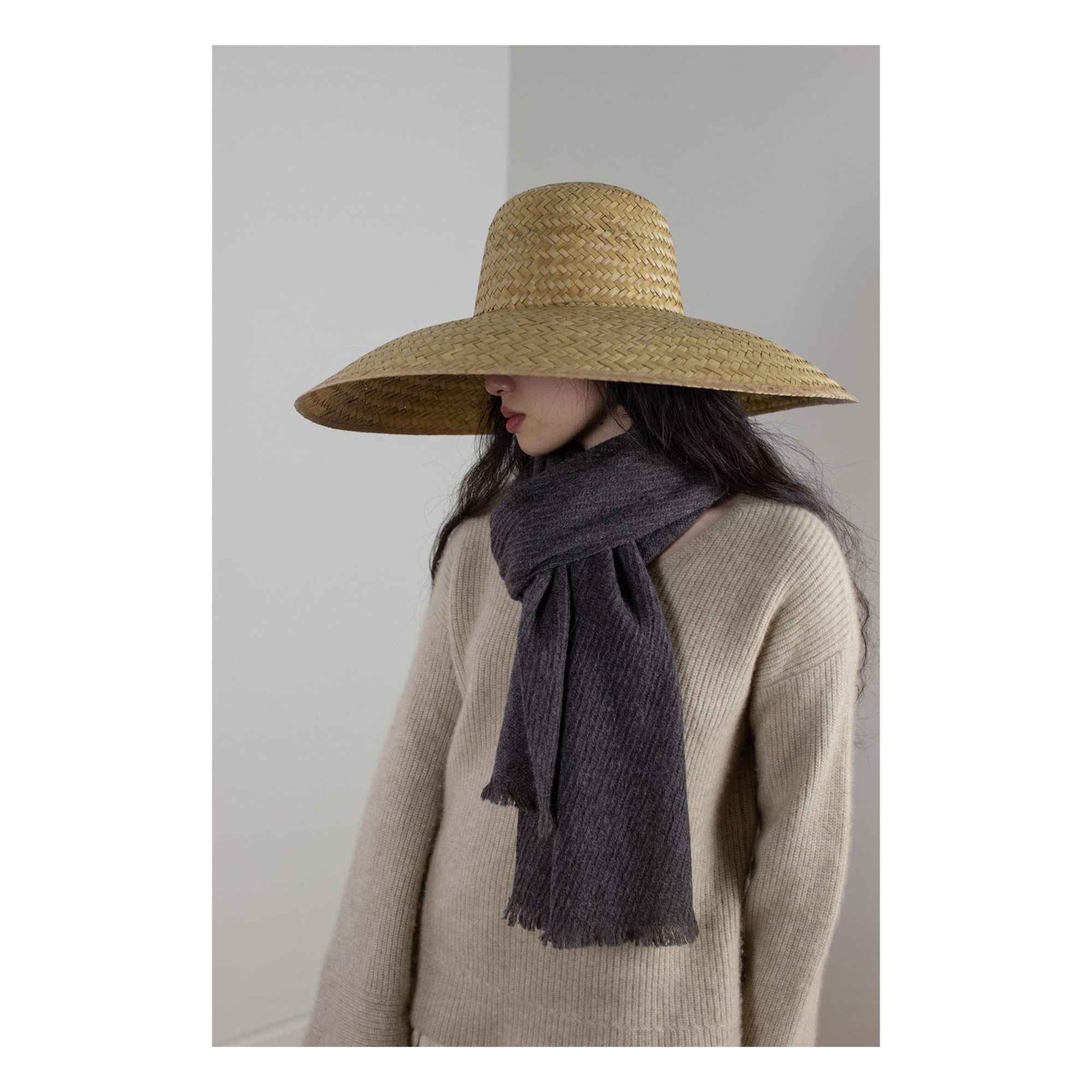 Classic Plain Cashmere Scarf Brown • Oats & Rice