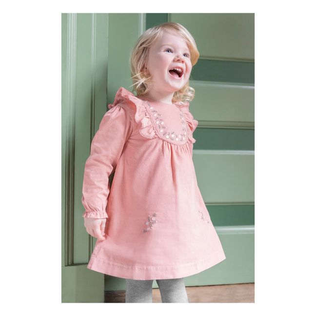 Milleraies besticktes Samtkleid mit Rüschen | Blassrosa