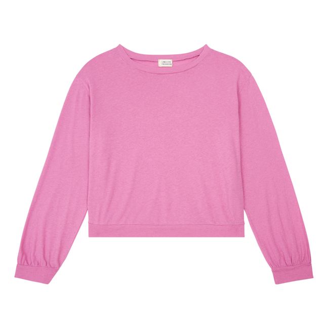 T-Shirt aus Bio-Baumwolle und Leinen | Rosa