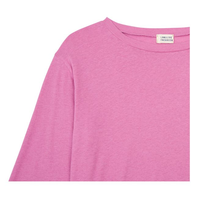 T-Shirt aus Bio-Baumwolle und Leinen | Rosa