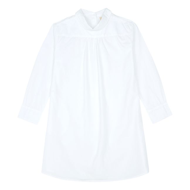 Abito a camicia rovesciata in cotone biologico | Bianco