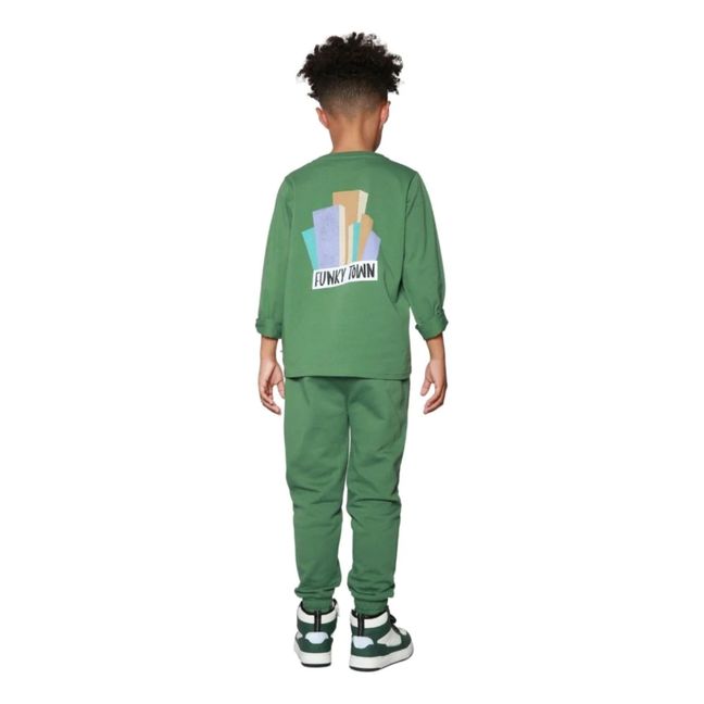 T-shirt Manches Longues Coton Bio Funky Town | Vert