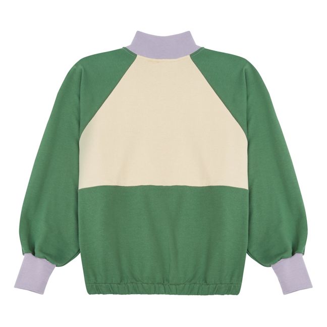 Color Block Sweatshirts mit Reißverschluss aus Bio-Baumwolle | Grün