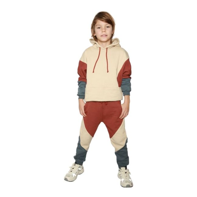Jogger Coton Bio Color Block | Rouge brique