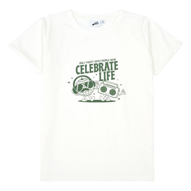Camiseta de algodón orgánico Celebrate Life | Blanco
