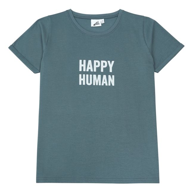 T-shirt Coton Bio Happy Human | Graublau