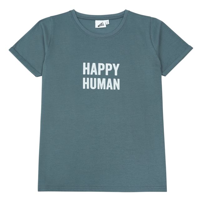 T-shirt Coton Bio Happy Human | Bleu gris