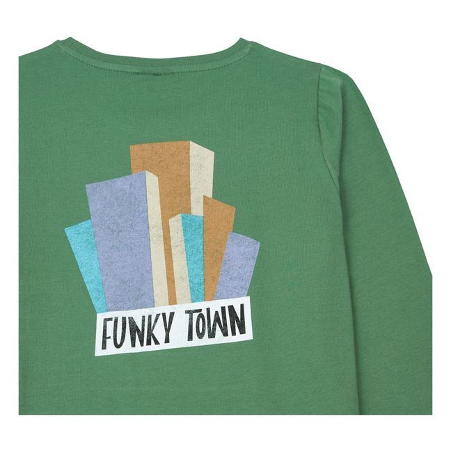 T-shirt Manches Longues Coton Bio Funky Town | Vert
