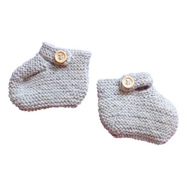 Zapatillas de alpaca para bebé con botón | Crudo