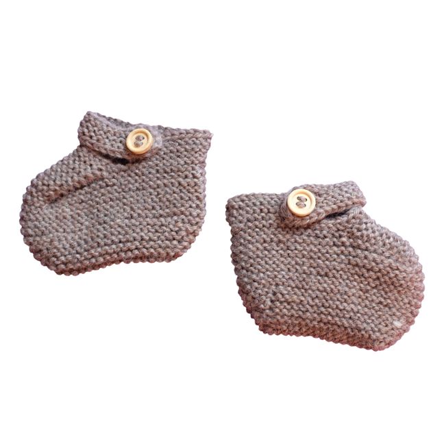 Zapatillas de alpaca para bebé con botón | Beige