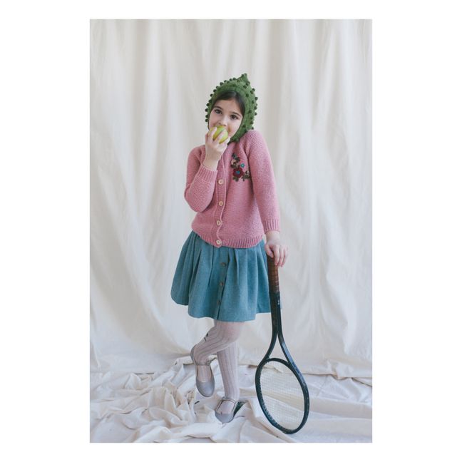 Cardigan Fait Main Brodé | Rose pêche