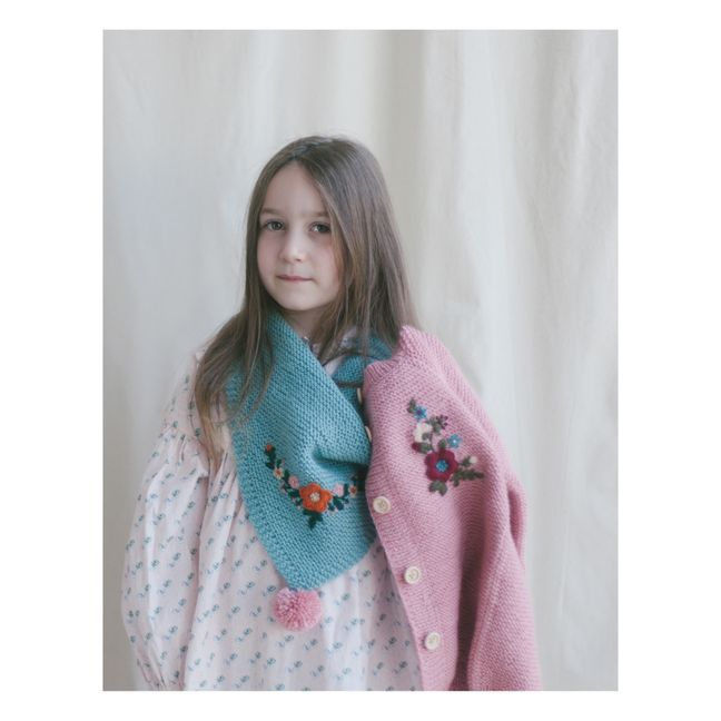 Cardigan Fait Main Brodé | Pfirsichfarben