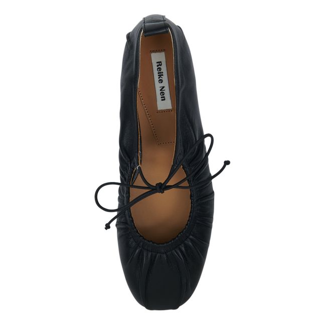 Bailarinas con lazo Shirring | Negro