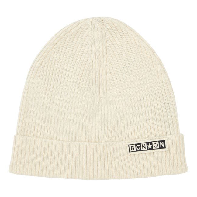 Minot Wool and Cotton Ribbed Beanie | Ecru