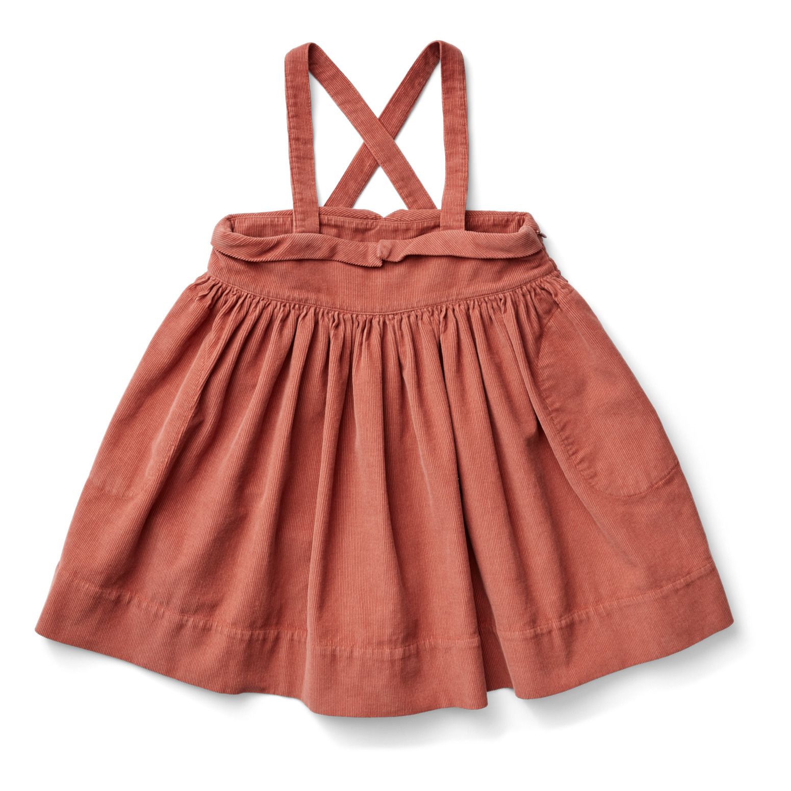 Enola Corduroy Strapless Dress | Terracotta