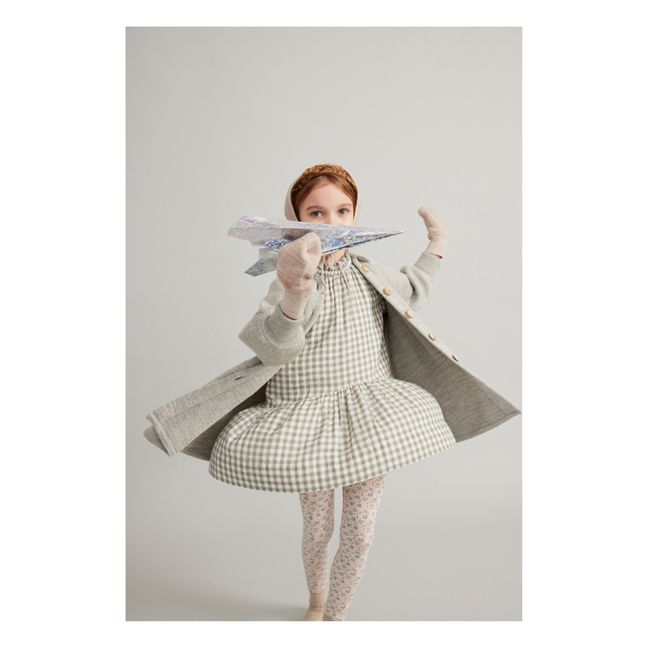 Kleid aus Bio-Baumwollgaze Vichy Edith | Salbei