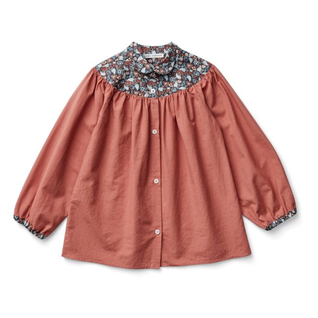 Blouse Coton Bio Col Fleuri Luna | Terracotta