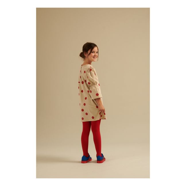 Abito a pois in cotone biologico | Beige