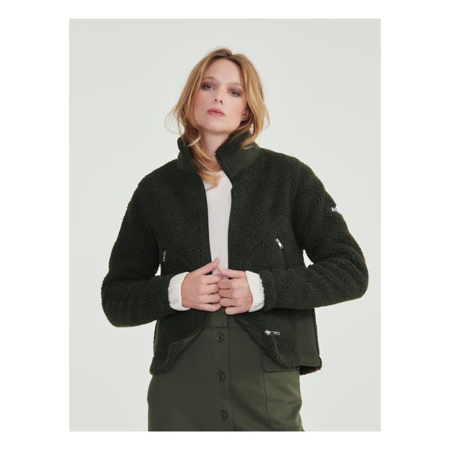 Forro polar Sherpa de cremallera completa | Verde Kaki