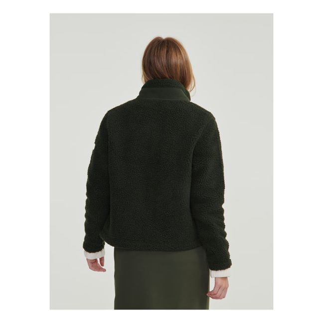 Forro polar Sherpa de cremallera completa | Verde Kaki