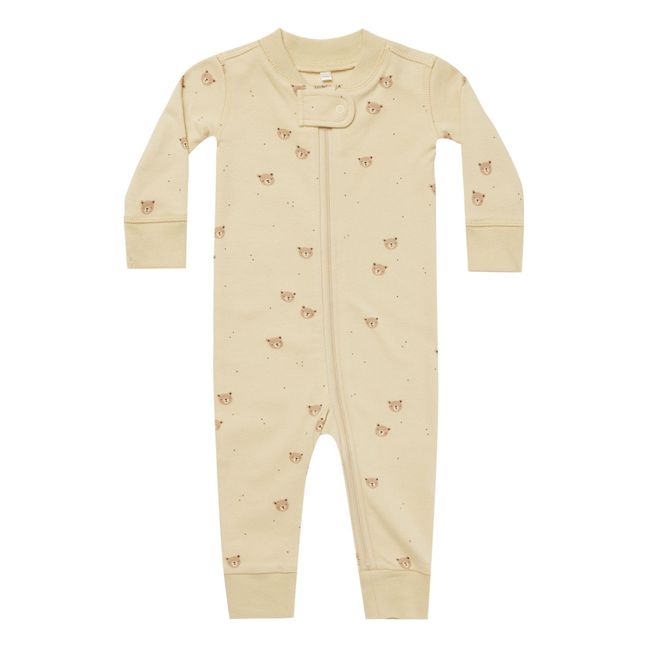 Pijama de algodón orgánico con estampado de osos | Amarillo