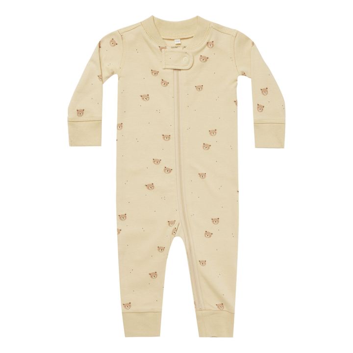 Pijama de algodón orgánico con estampado de osos | Amarillo- Imagen del producto n°0