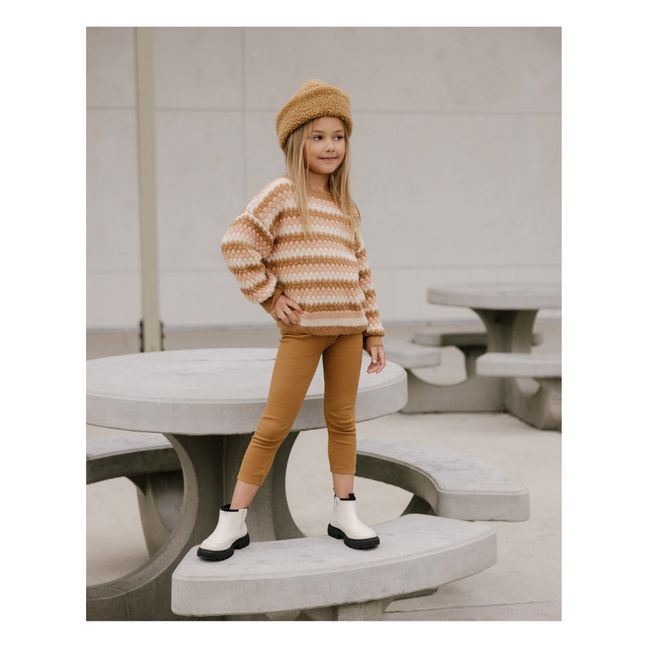 Pull Nid d'Abeille Rayé Aspen | Ocre