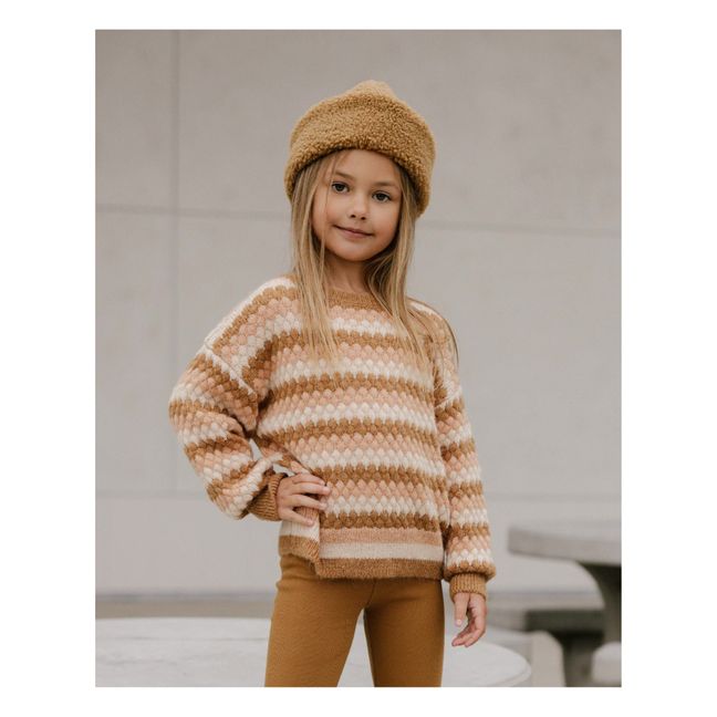 Pull Nid d'Abeille Rayé Aspen | Ocre