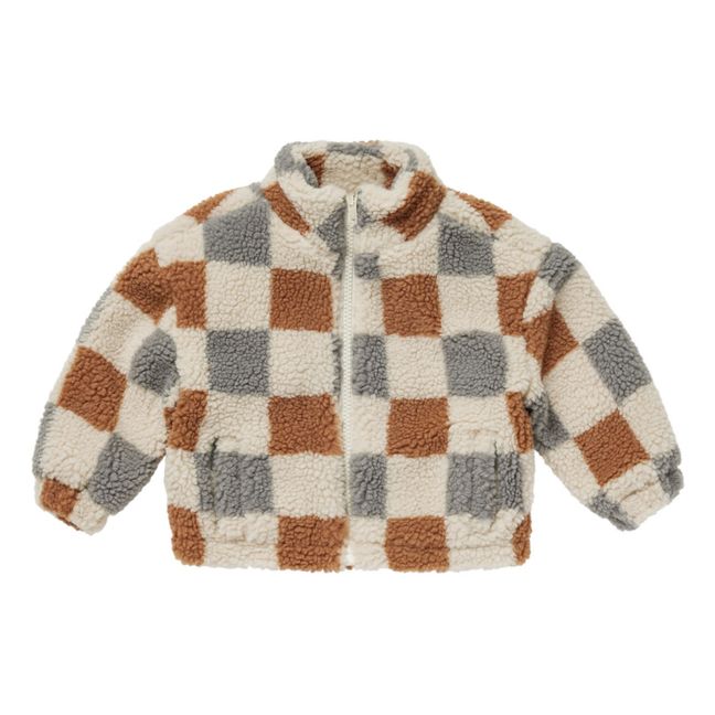 Veste Façon Fourrure Carreaux Coco | Beige