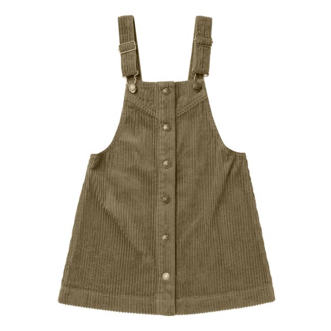 Robe à Boutons Velours Côtelé | Vert kaki