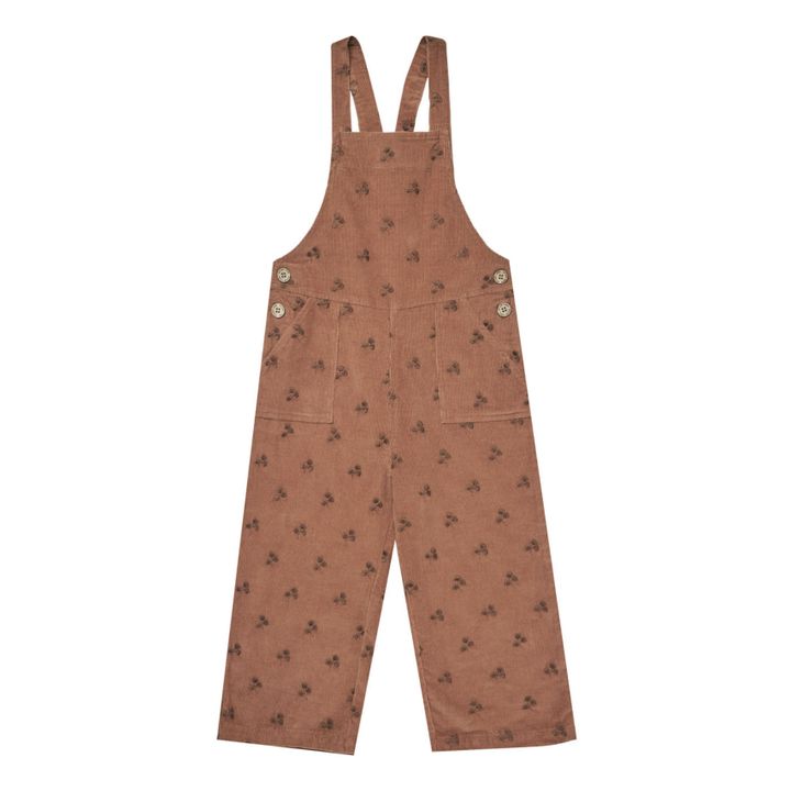 Floral Corduroy Dungarees | Brown- Product image n°0