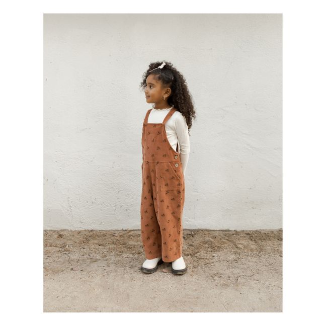 Floral Corduroy Dungarees | Brown