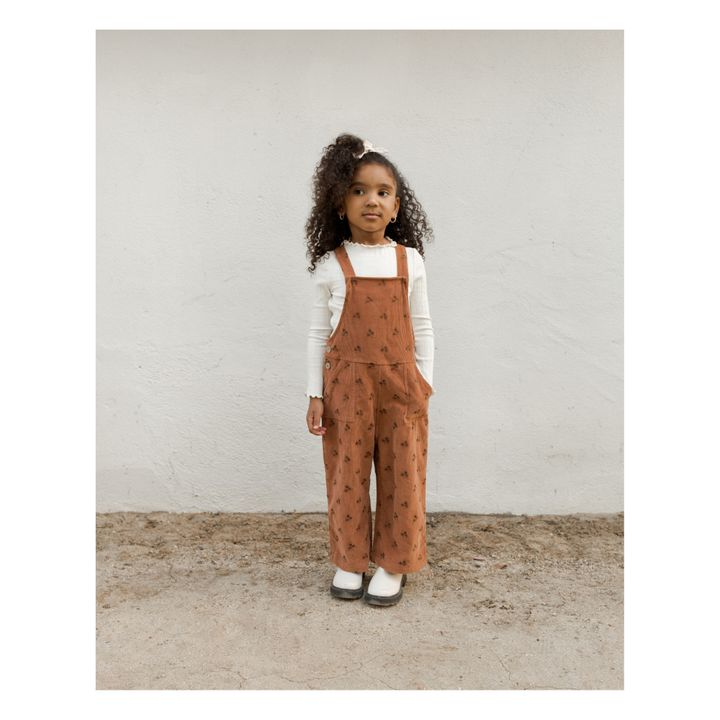Floral Corduroy Dungarees | Brown- Product image n°3