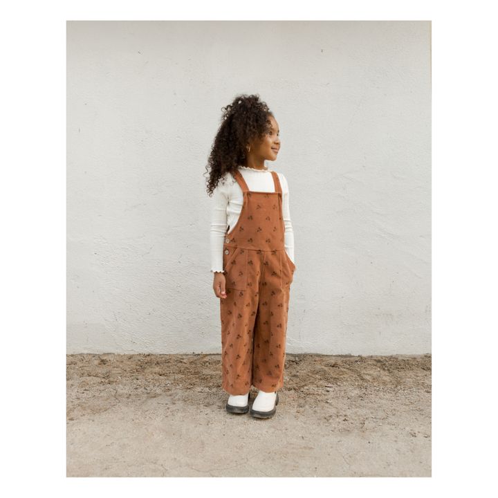 Floral Corduroy Dungarees | Brown- Product image n°4