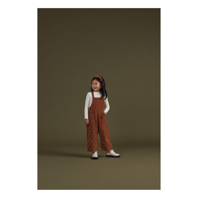 Floral Corduroy Dungarees | Brown